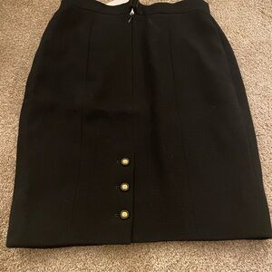 CHANEL Elegant Black Pencil Skirt with Gold Accents 42